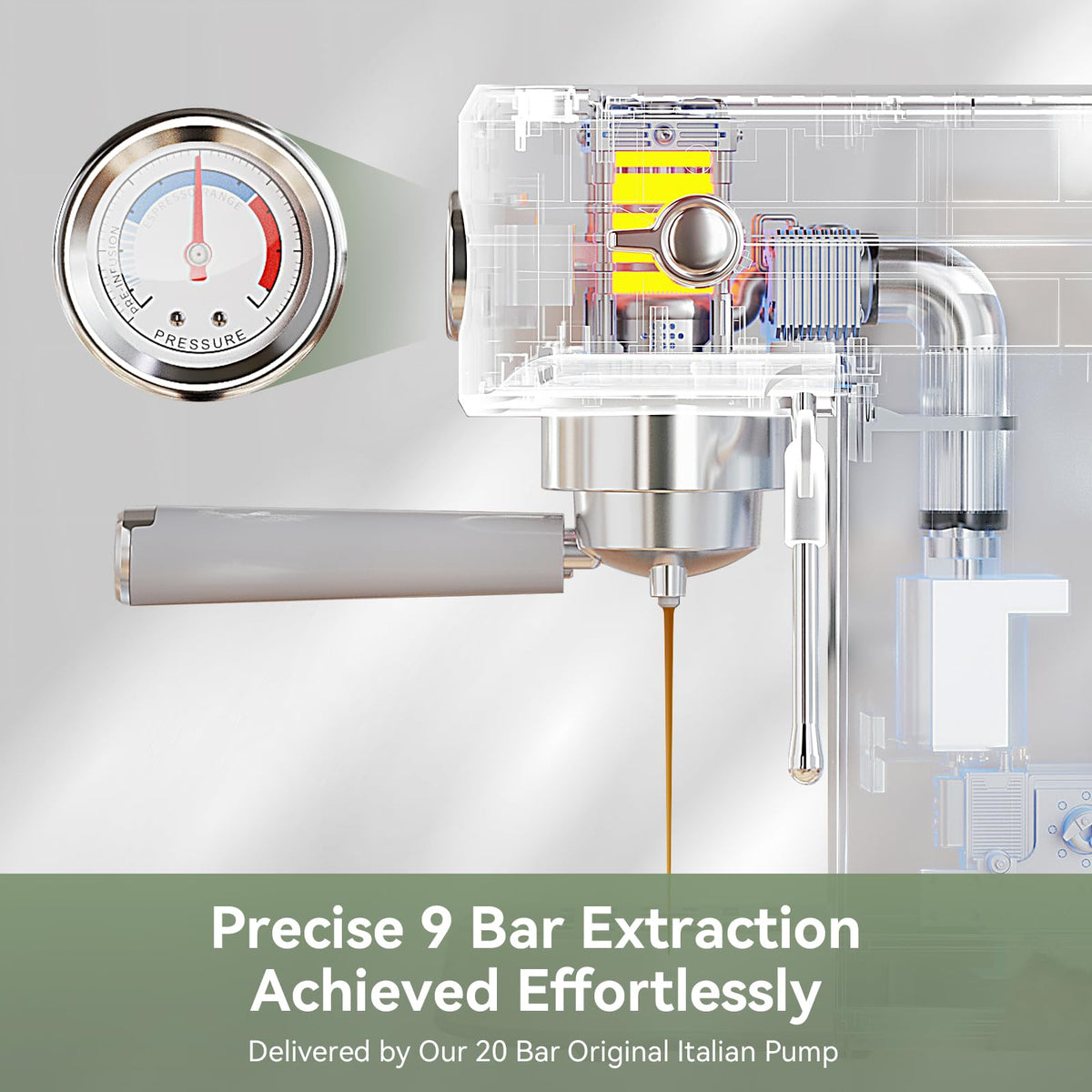 20 Bar Espresso Machine with Conical Burr Anti-Static Coffee Grinder