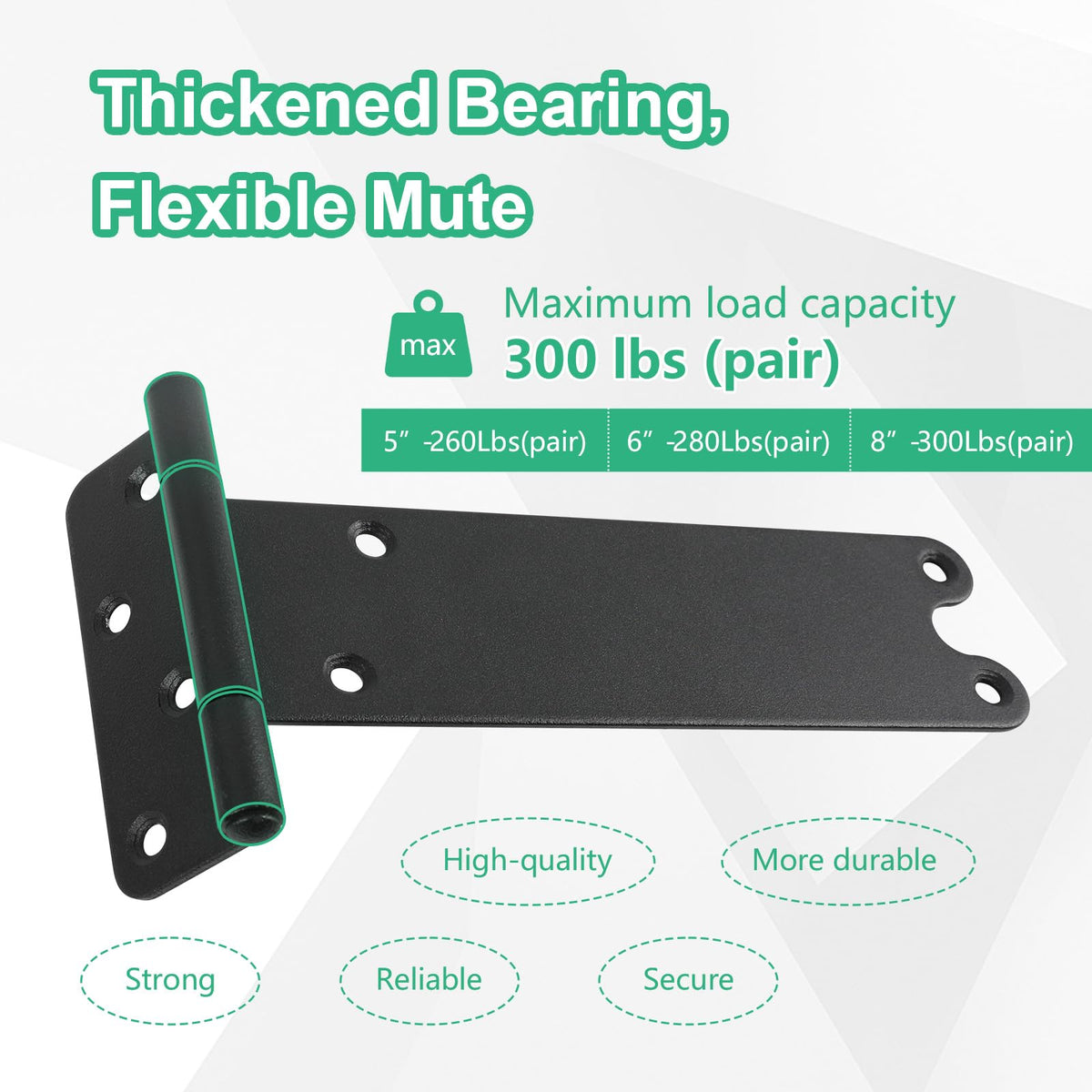 6" Gate Hinges, 280 Lbs Capacity, Matte Black, 4 Pack Heavy Duty Hinge