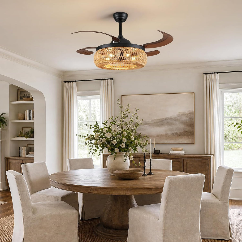 48" Chandelier Retractable Ceiling Fan with Light & Remote