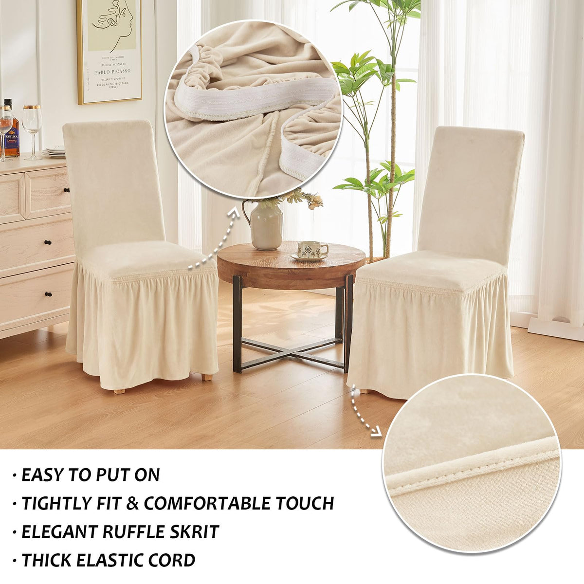 Chair Covers for Dining Chairs Dining Room Chair Covers with Skirt
