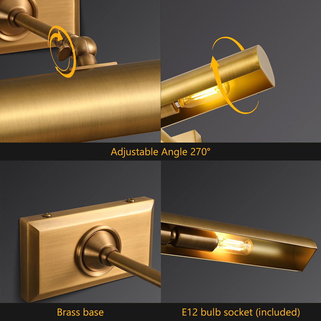 18 inch Picture Lights for Wall Hardwired 2PK Brass Picture Lighting
