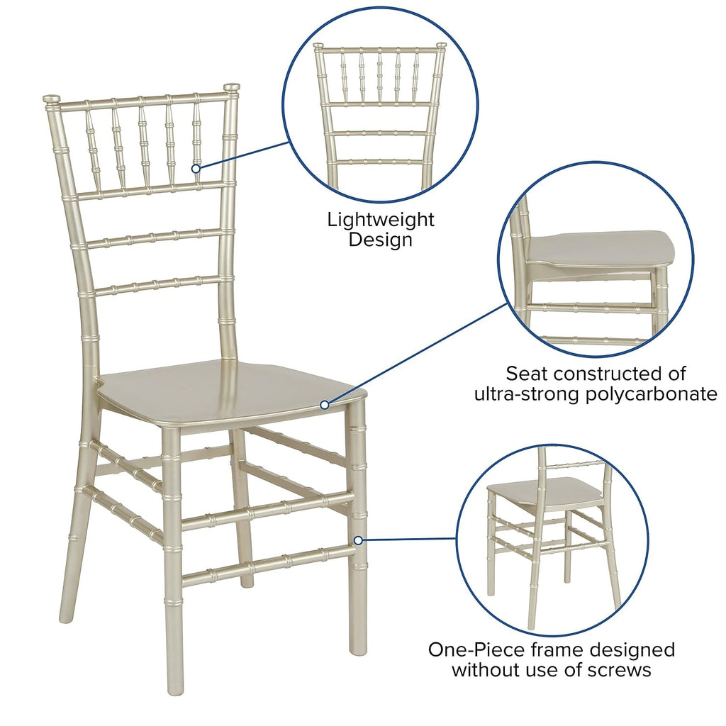 Hercules Resin Stacking Chiavari Chair, Champagne