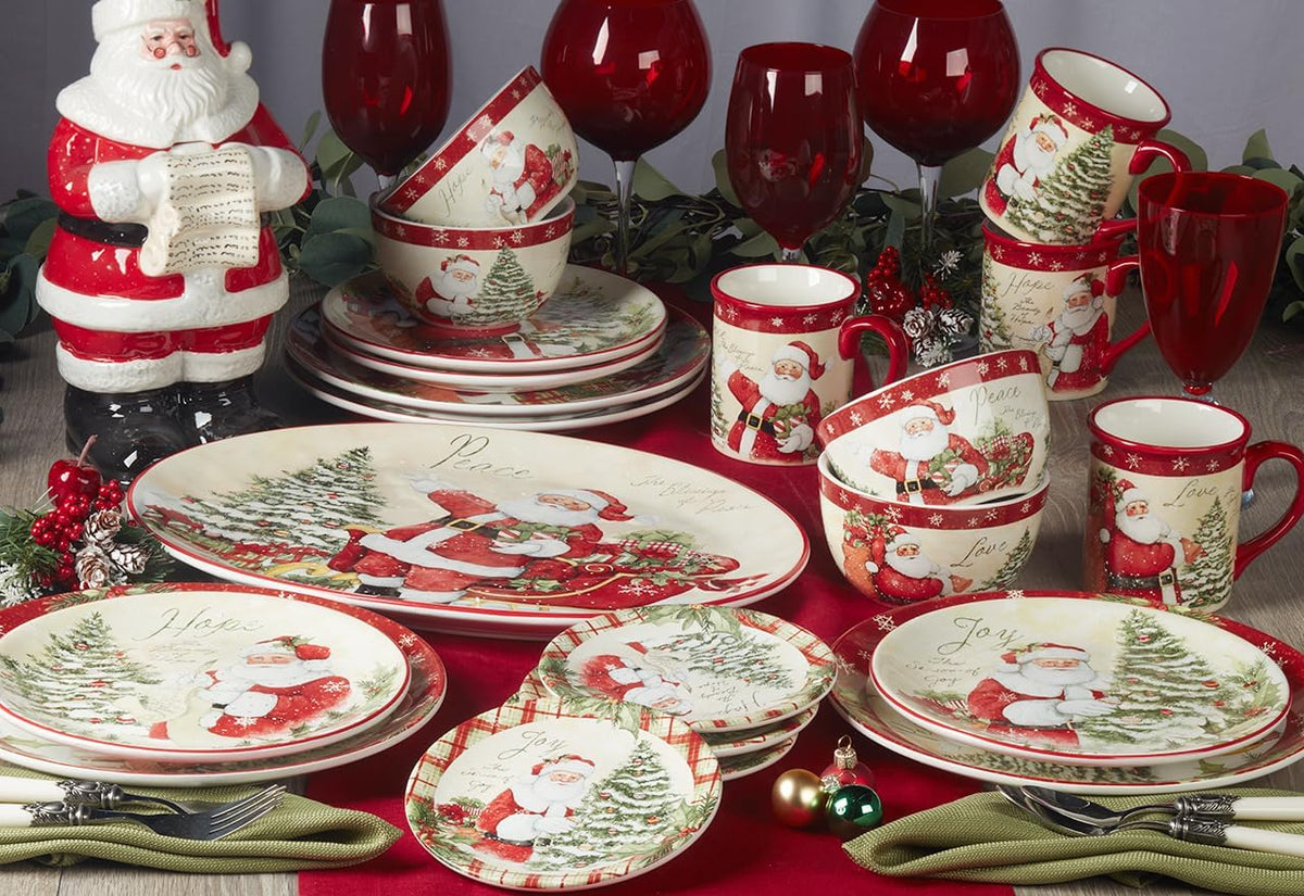 Holiday Wishes 16 piece Dinnerware Set, Set of 4, One Size, Mulicolored
