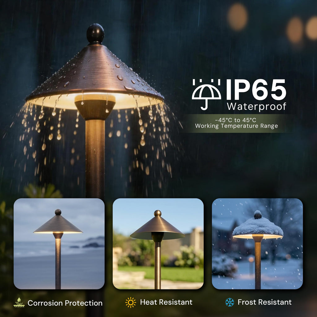 Brass Low Voltage Pathway Lights Outdoor Wired, Landscape Path Lights