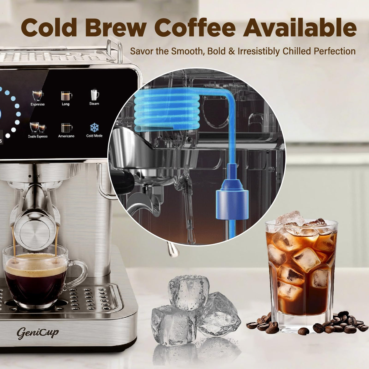20 Bar Espresso Coffee Machines with Cold Brew & Customizable Program (Pro)