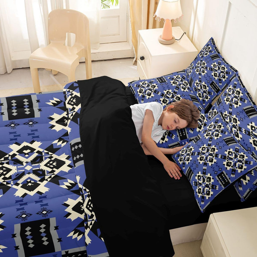 Navy Blue Southwestern Comforter Set 7-Piece Bed in a Bag
