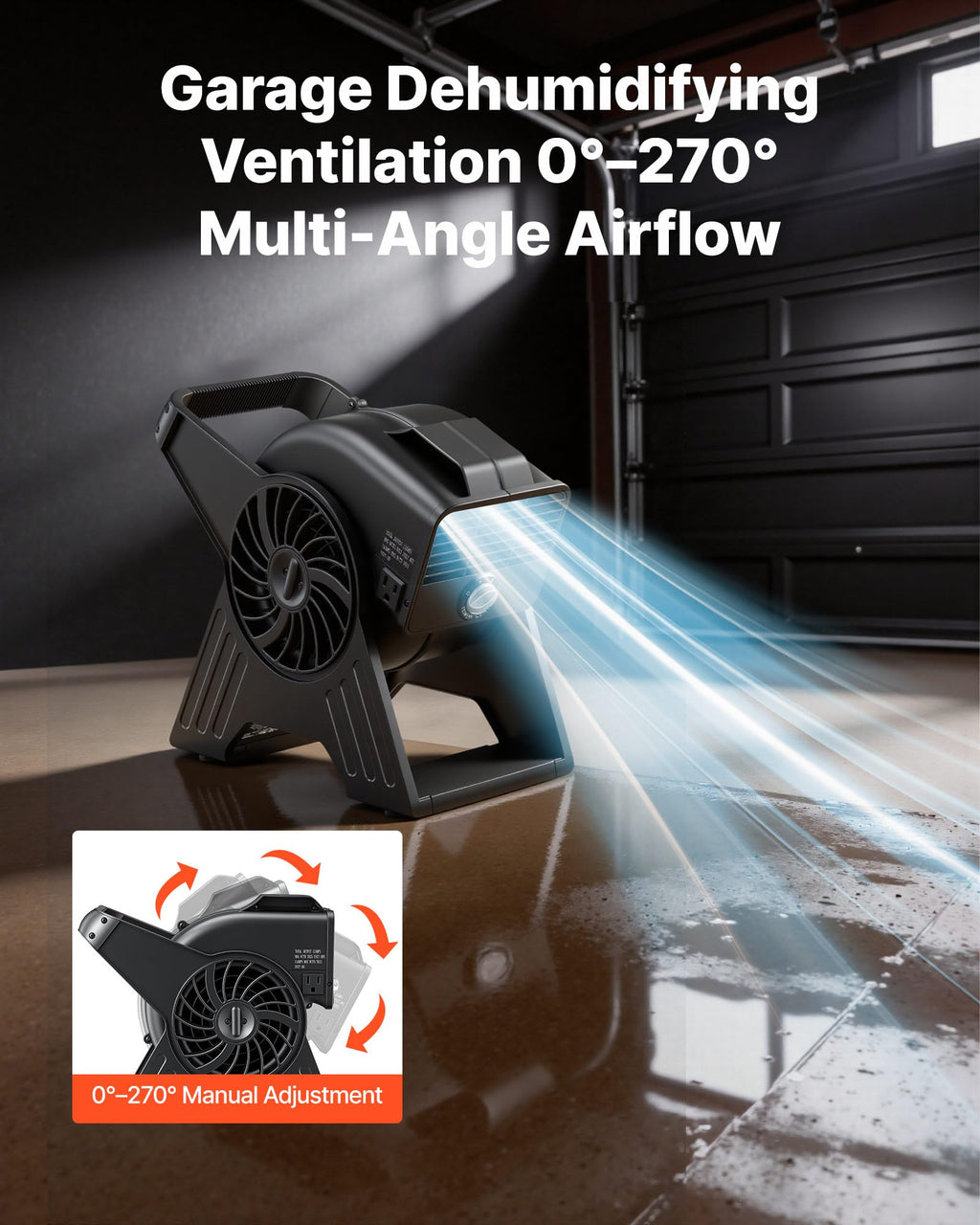 Blower Fan, 13 in Portable Utility Floor Fan, 300 CFM, 3 Speeds, Multi-Angle Airflow, Lightweight Portable High