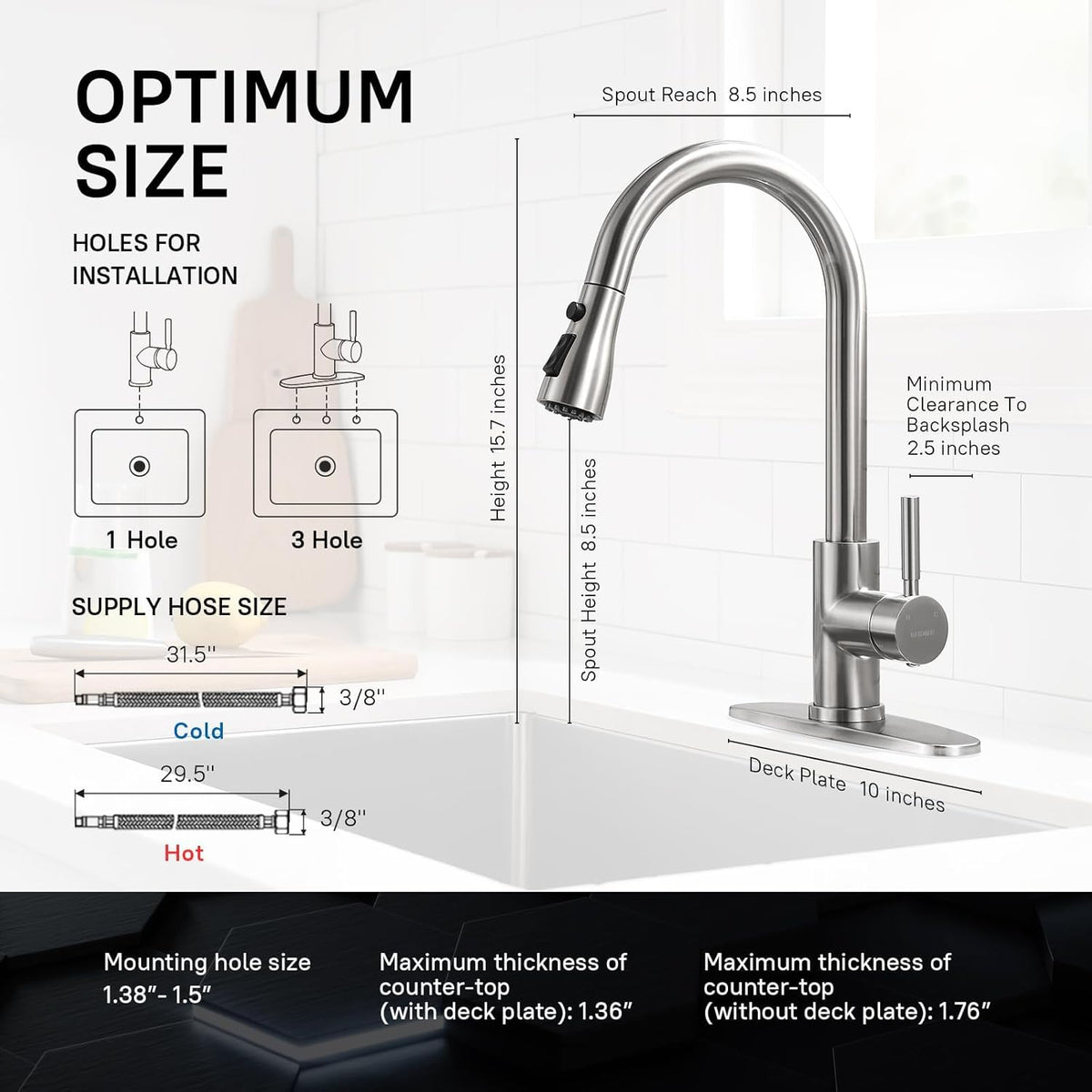 Single Handle High Arc Brushed Nickel Pull Out Kitchen Faucet,Single Level Stainless Steel Kitchen Sink Faucets with Pull Down Sprayer,Suitable for Laundry Rv Bar