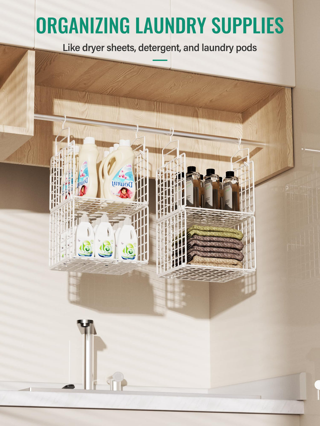 Hanging Closet Organizer, 4 Tier Metal Closet Organizers and Storage with 4 Hanging Hooks 4 S-Hooks for Wardrobe