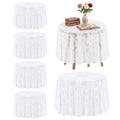 6 Pcs White 6 Pack Round Lace Tablecloth 90 Inch