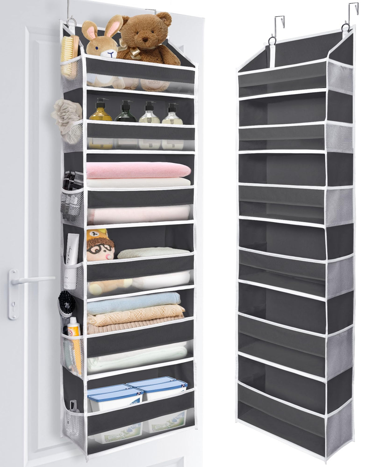 Over The Door Organizer with 6 Large Pockets 12 Side Pockets, 50lbs Weight Capacity Door Hanging Organizer , Pantry