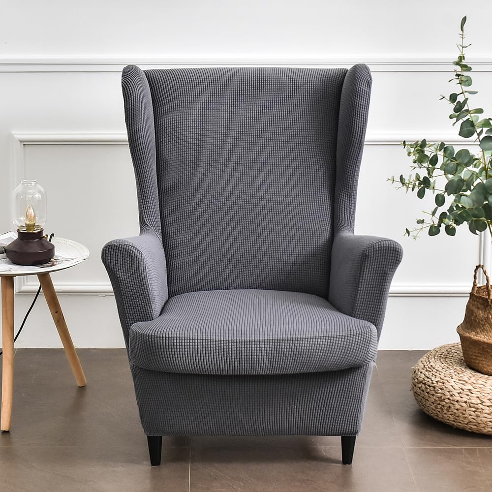 Wingback Chair Slipcover, Wingback Chair Covers 2 Piece Washable Stretch Wingback Chair Cover, Wing Back Chair Covers