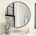 AOAOPQMirror for Wall Metal Framed Round Mirrors Matte 24 inch Deep Grey Large Aluminum Tempered Glass Modern for