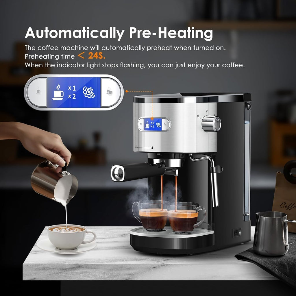 20 Bar Espresso Machine 1350W Compact Expresso Coffee Machines