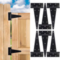12 Inch T-Strap Gate Hinges, Shed Barn Door Hinges Heavy Duty, Black Tee Hinges for Wooden Fences, Yard Gate, Wrought
