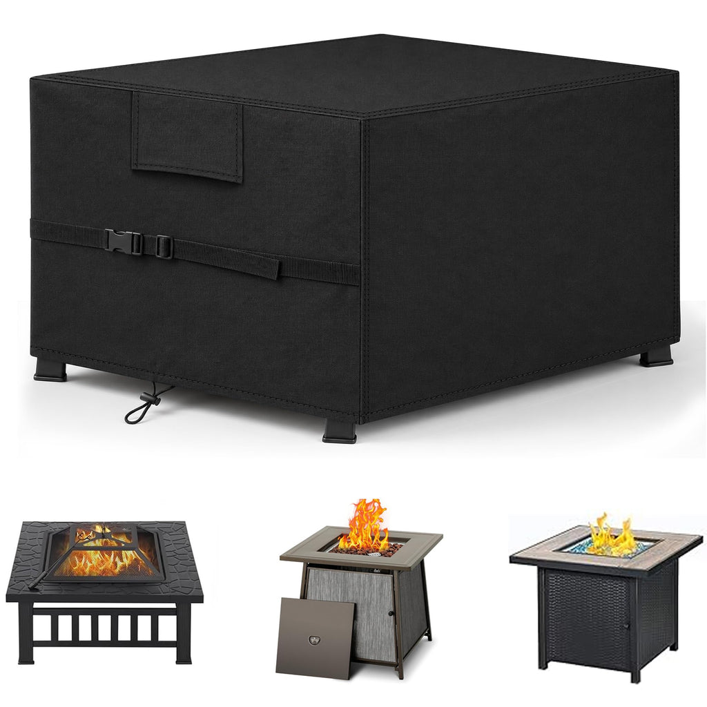 Fire Pit Cover Square 32", 600D Oxford, Waterproof, Black