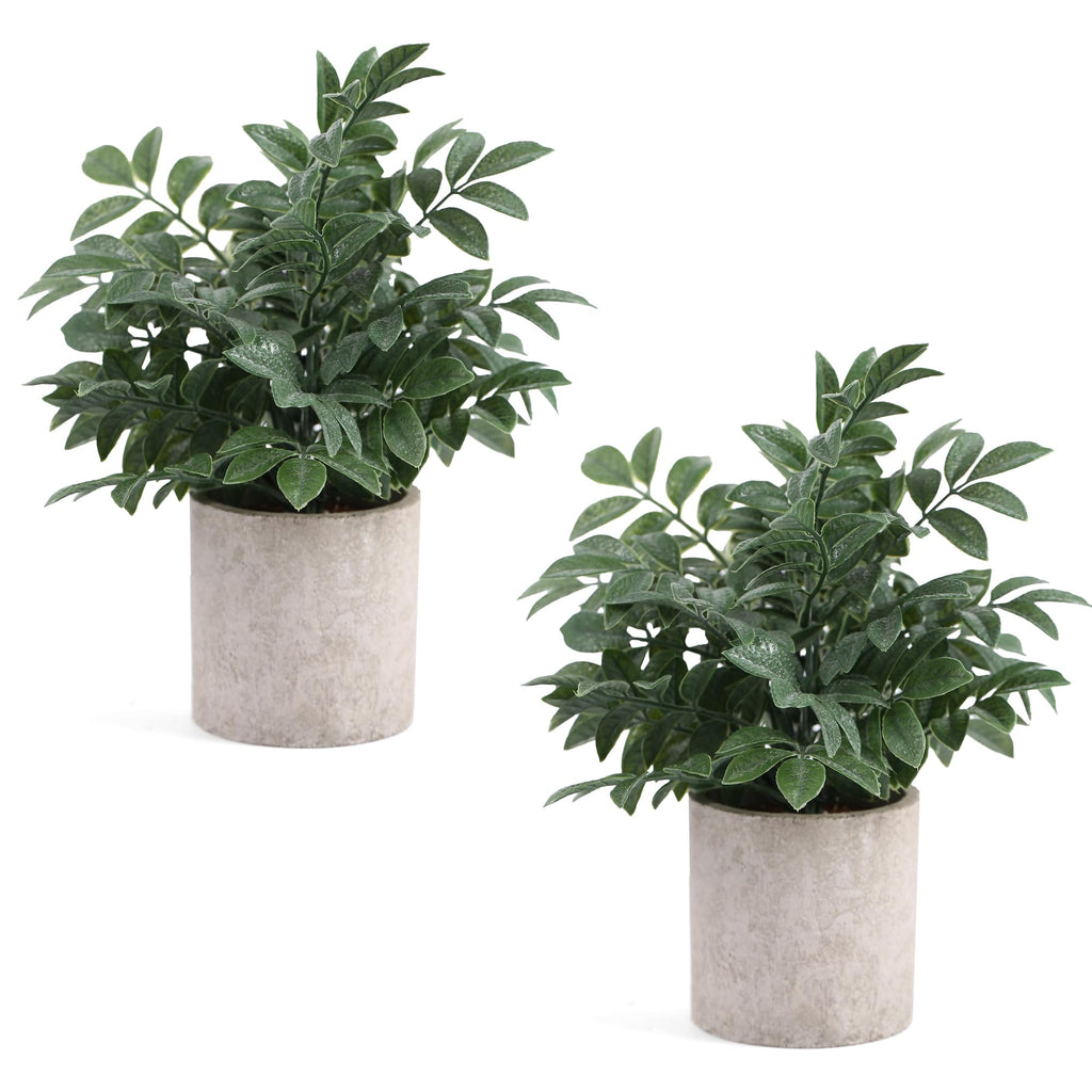 2 Pack Small Fake Plants Herb Potted, Gray Green