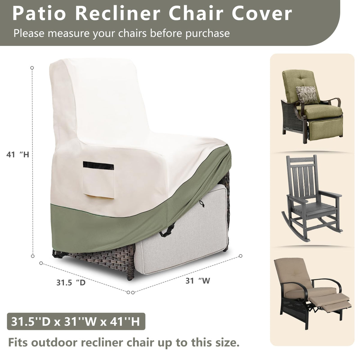 Outdoor Recliner Chair Covers Waterproof, Patio Swivel Chair Covers, 2 Pack