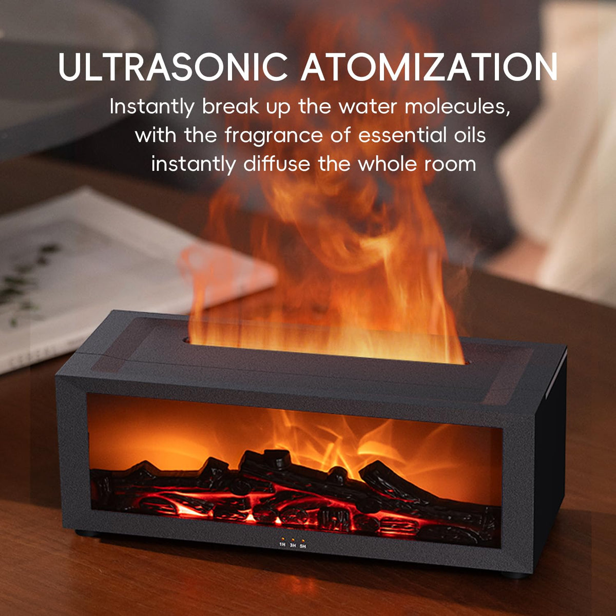 Essential Oil Diffuser, 7 Colors Fireplace Flame Fire Oil Diffuser, 150ml Ultrasonic Aromatherapy Humidifier, Scent
