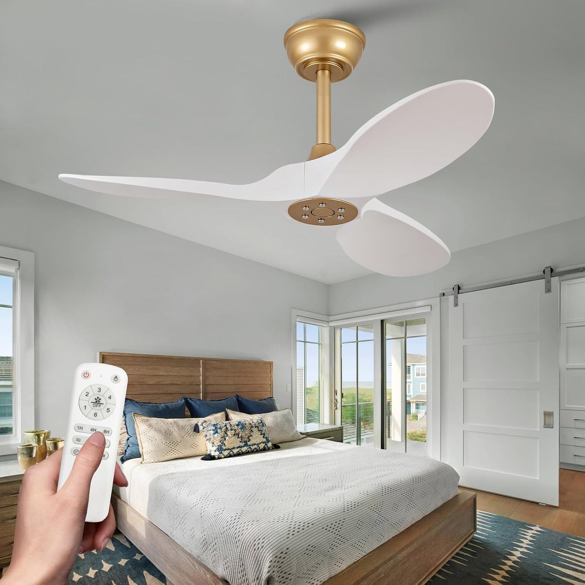 36" Indoor/Outdoor Ceiling Fan with Remote, No Light