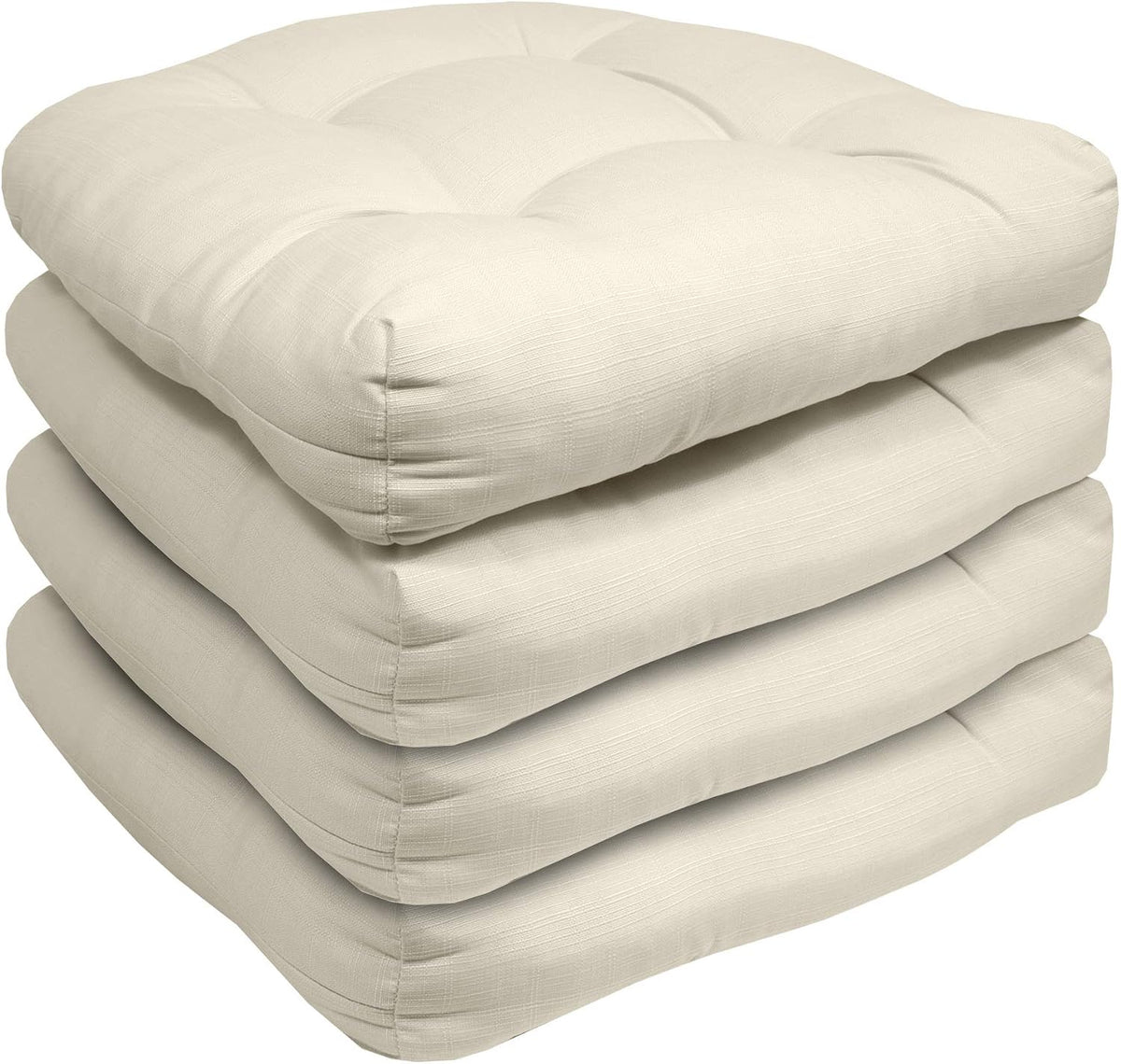Patio Cushions Outdoor Chair Pads Premium Comfortable Thick Fiber Fill Tufted 19" x 19" Seat Cover, 4 Count (Pack of