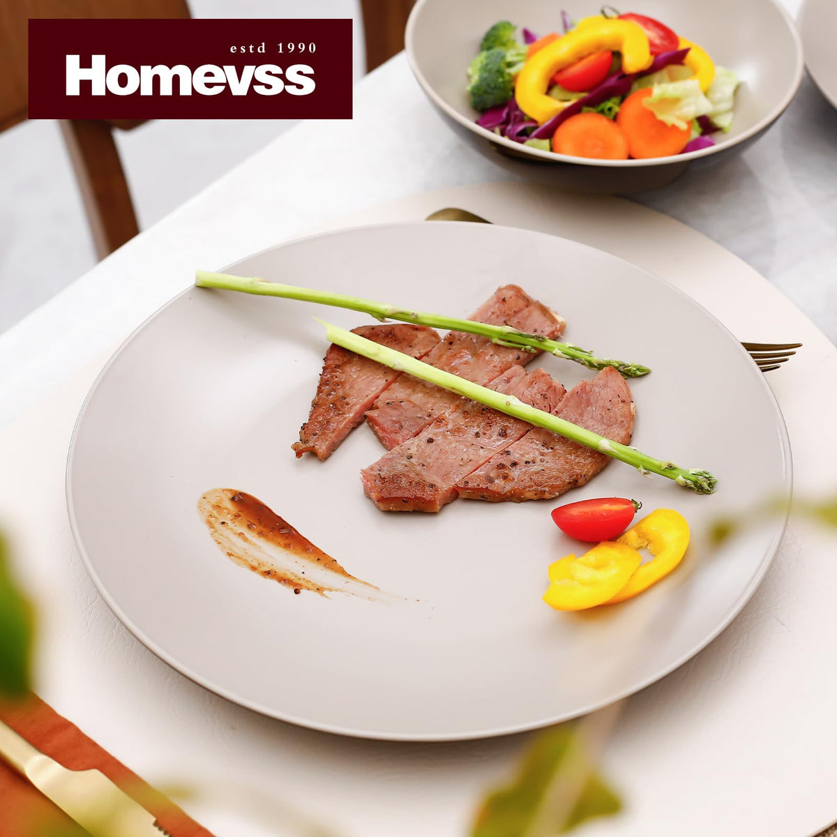 Stoneware Two-Tone Colors Life 12pc Dinner Set, Outside Shiny Black + Inside Matte Light Beige