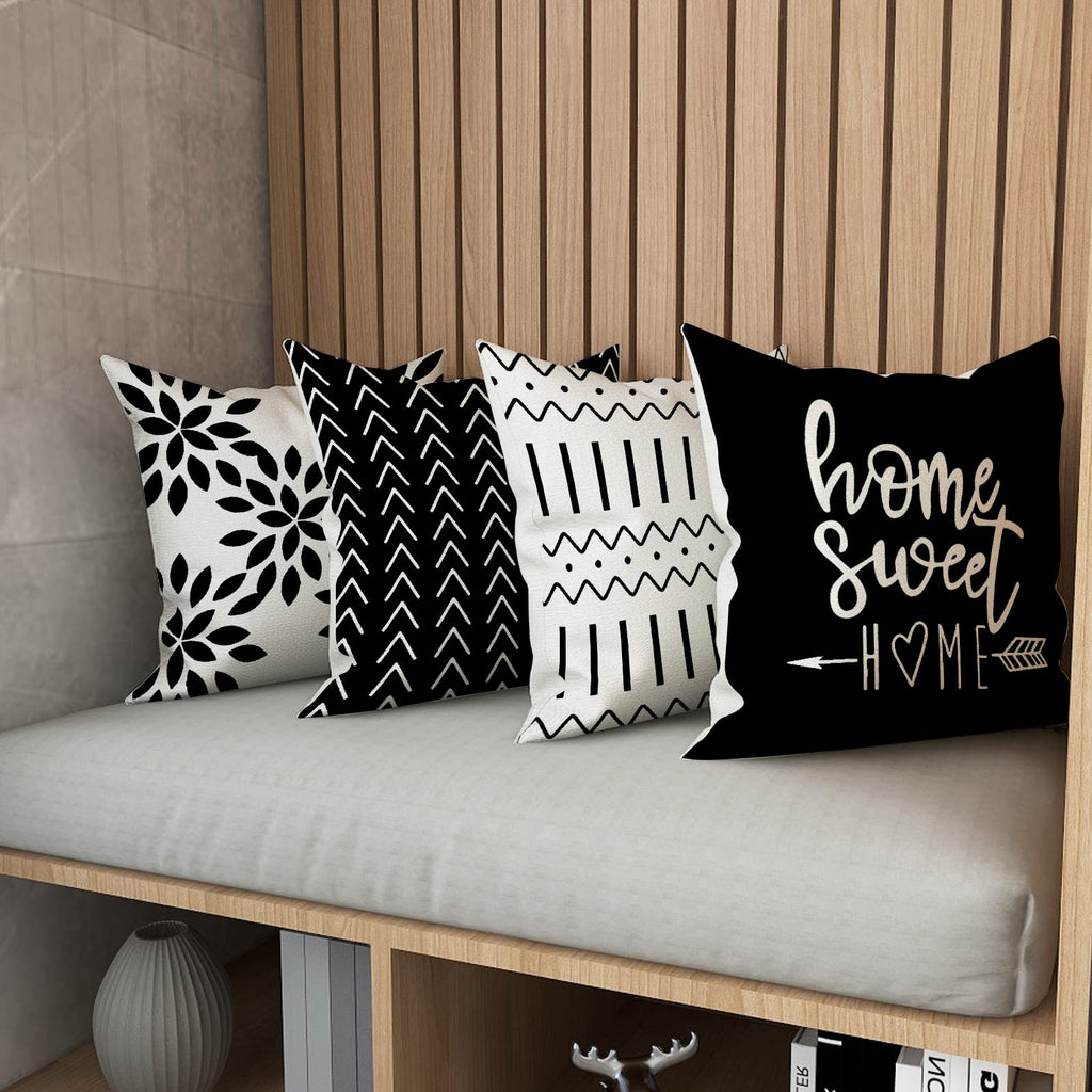 Pillow Covers 16x16 Set of 4, Modern Sofa Throw Pillow Cover, Decorative Outdoor Linen Fabric Pillow Case for Couch