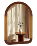 Arched Mirror 22 x 30 Inch, Brown Wood Rustic Bathroom Wall Walnut Mirror