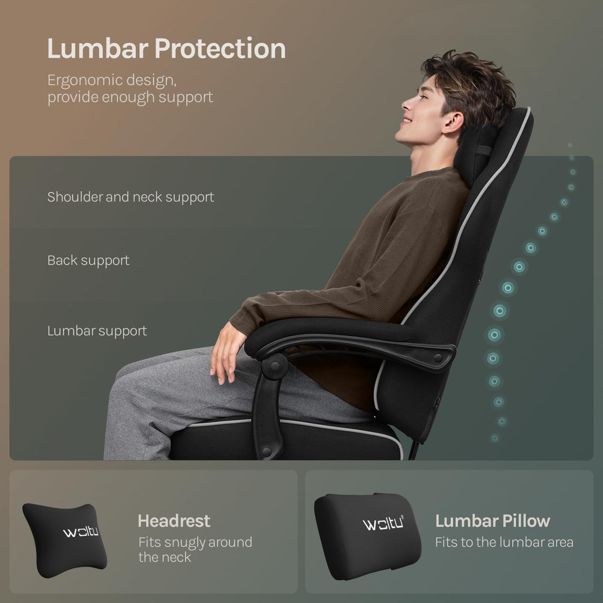 Gaming Chair, Large Ergonomic Padded Office Chair with Spring Cushion, High Load Capacity, Computer Chair with High