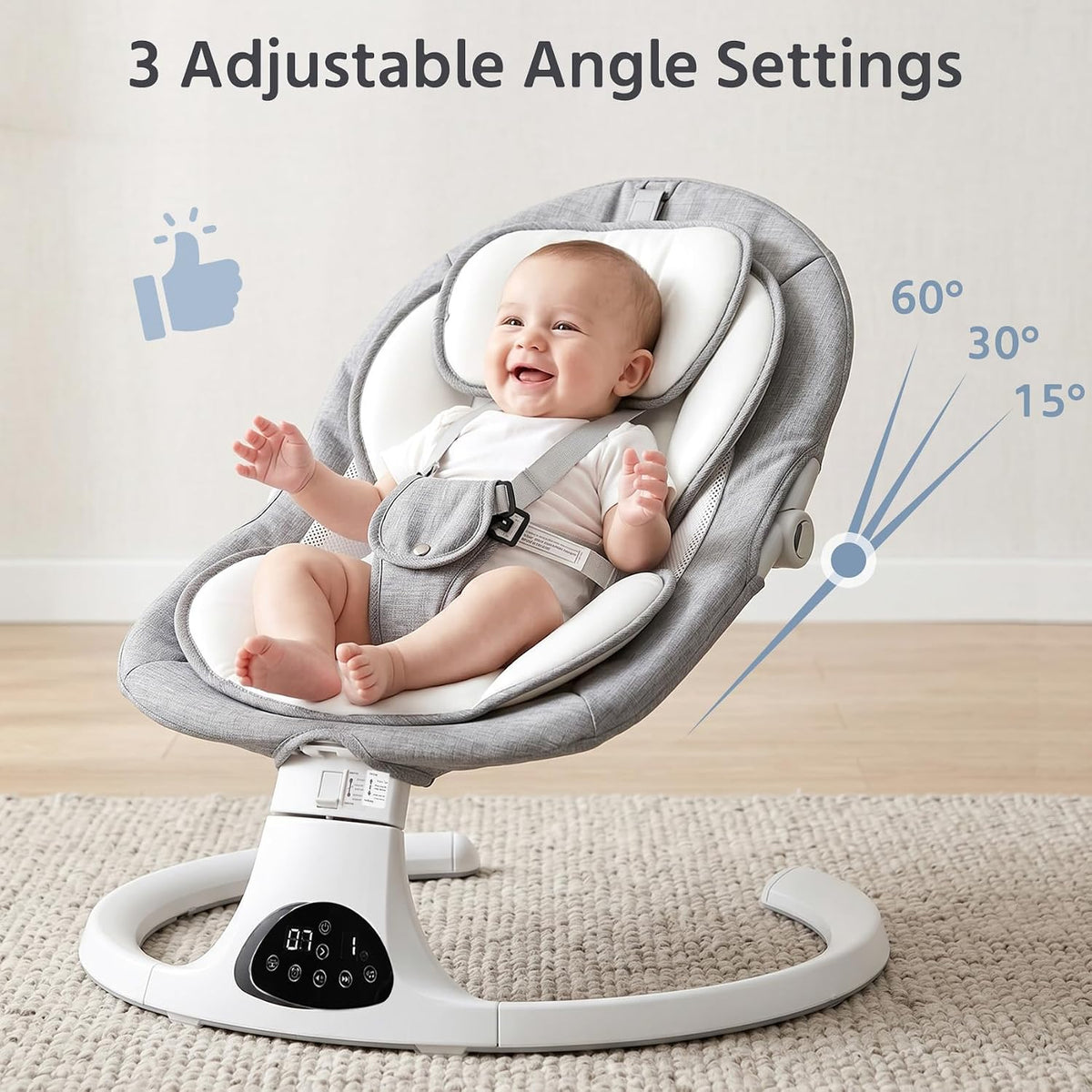 Electric Baby Swing with Point Safety Belt and 5 Adjustable Swing Speeds