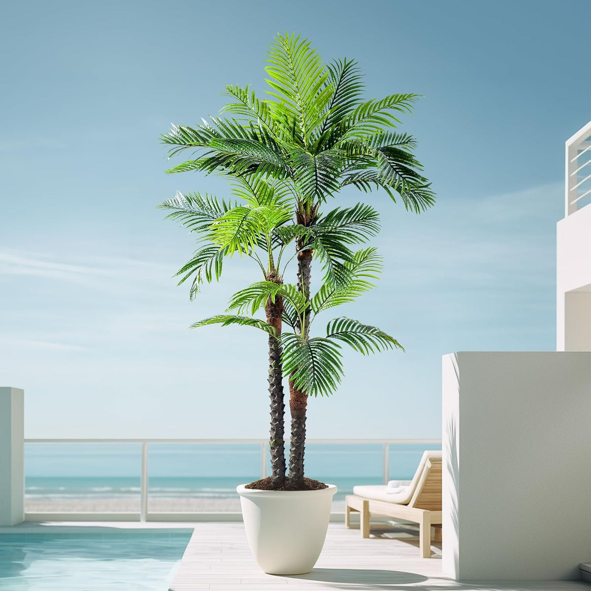 8.2FT Artificial Phoenix Palm Tree Artificial Plants Indoor Outdoor Large Faux Coconut Silk Palm Tree Tropical Fake