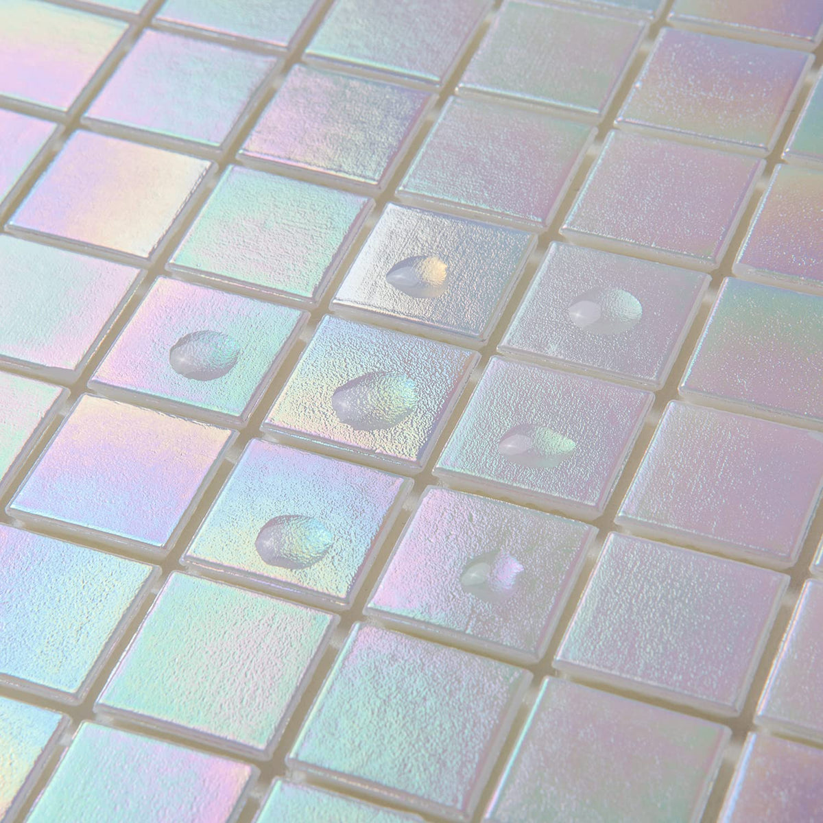40-Sheet Rainbow Peel and Stick Backsplash , 6.6" x 6.6" White Glass Mosaic Tiles
