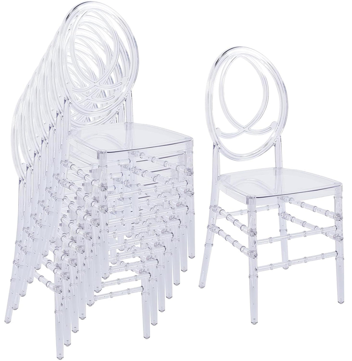 Clear Acrylic Chiavari Chairs, Modern Dining Chairs Set of 12, Accent Event Ghost Chairs for Wedding Party Event