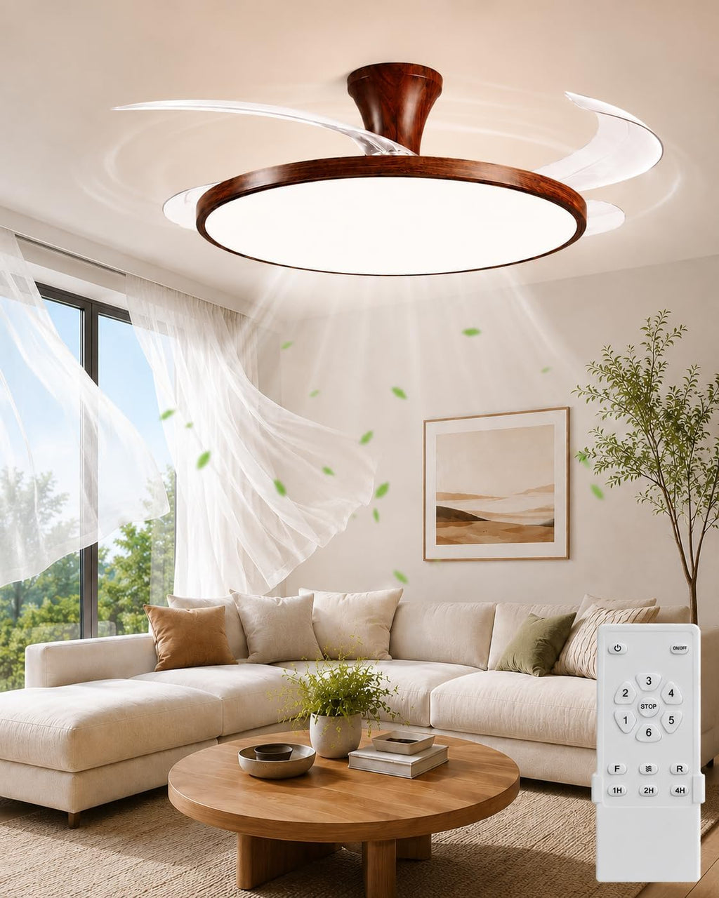42" Chandelier Retractable Ceiling Fan with Light & Remote