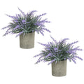 2 Pack Small Artificial Lavender Plant in Pots - Faux Lavender Flowers Decor - Fake Flowers Purple Decor Plant Potted