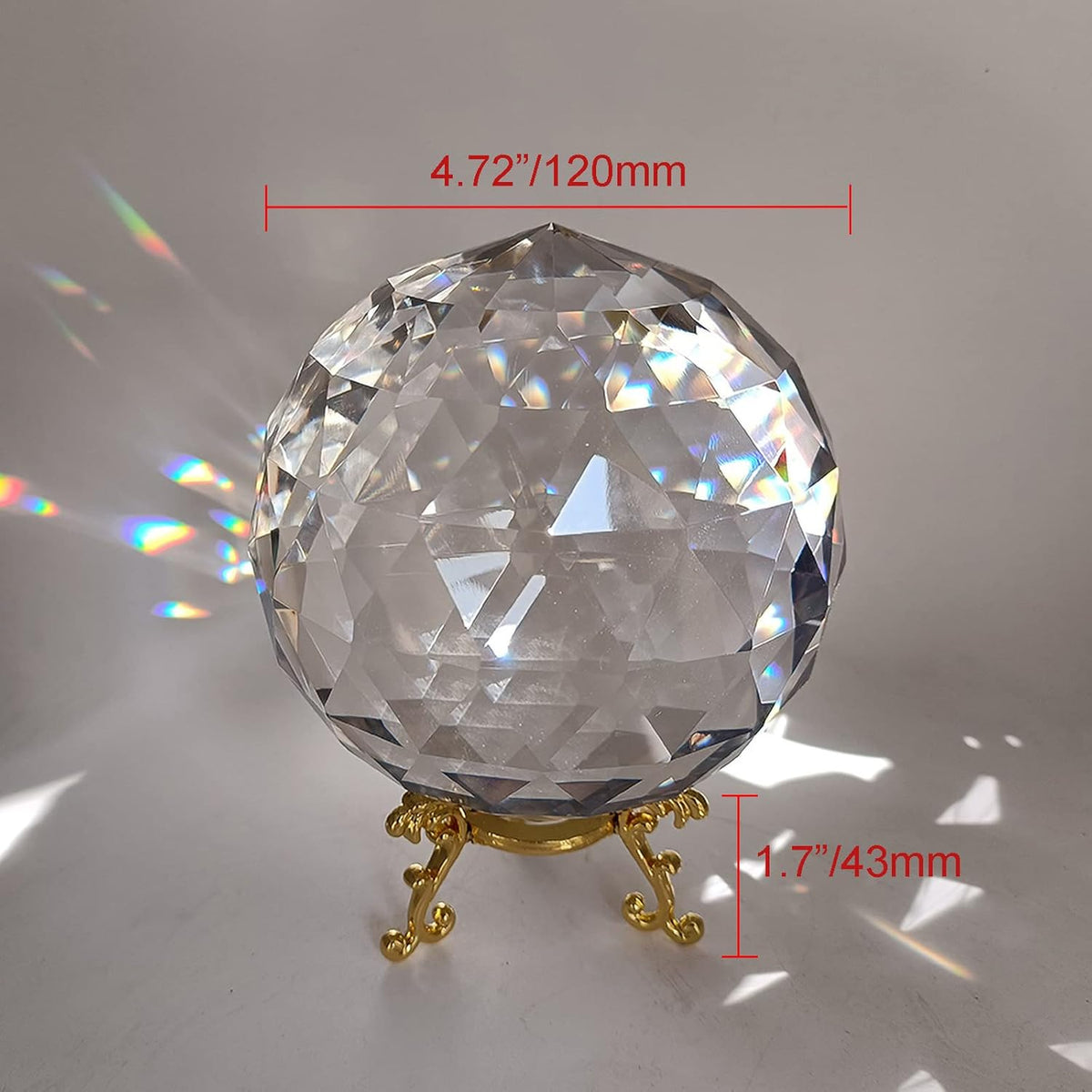 Clear Glass Crystal Ball Prisms with Stand, Window Rainbow Maker Sphere Faceted Gazing Ball for Home Décor, Christmas