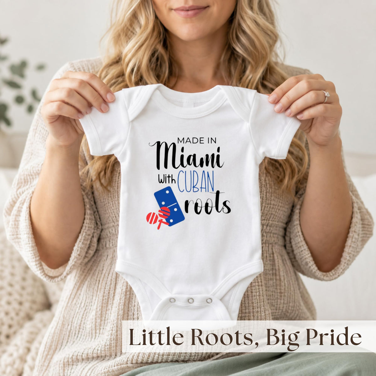 Made in Miami with Cuban Roots Baby Bodysuit | Free Cuba Baby Bodysuit (Newborn)