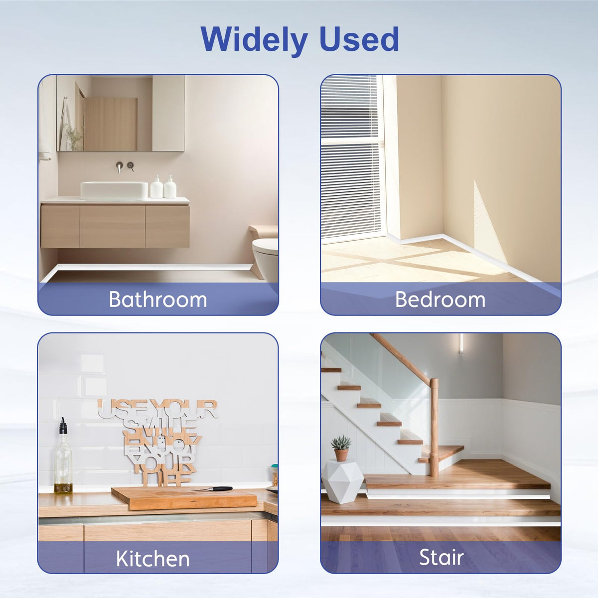 Flexible Quarter Round Molding Trim - 236" Self-Adhesive Silicone Shoe Molding for Floor Gaps, Bathroom Tub & Kitchen