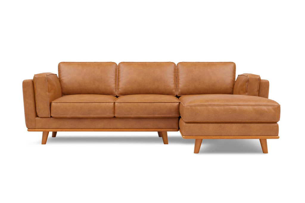 Artisan Full Leather Sofa - Pure Full Italian Nappa Leather Couch, Solid Wood Accent, Ultimate Comfort (Cognac, Right