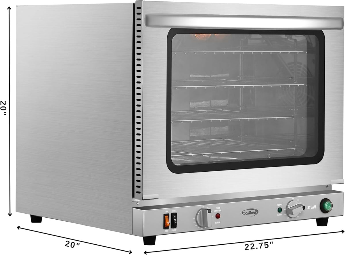 23 in. Commercial Countertop Convection Oven for Half-Size Pans with 4 Racks 2800W of Power and Steam Injection, 240V