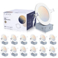 12 Pack 4 Inch LED Recessed Lighting, 5CCT Canless Wafer, White