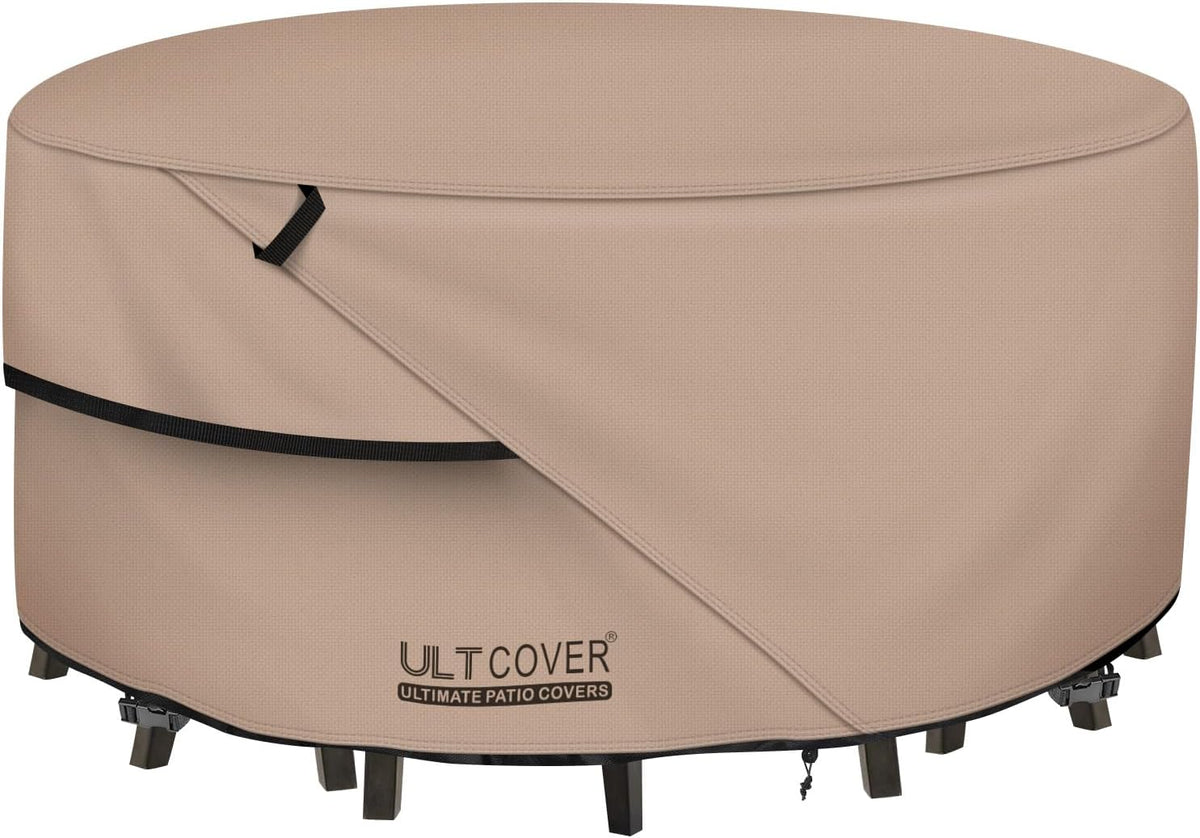 Round Patio Furniture Cover - Outdoor Waterproof Table with Chair Set Cover 108 inch