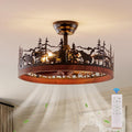 21 Inch Flush Mount Farmhouse Ceiling Fan with Light and Remote