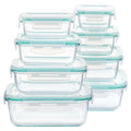 8 Pack Glass Food Storage Containers with Lids Green