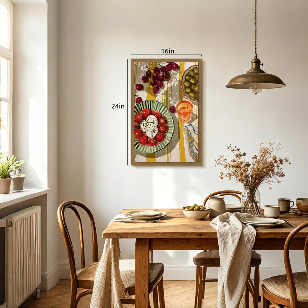 Italian Kitchen Food Wall Art, Still Life Decor, Wood Framed 12x16 in