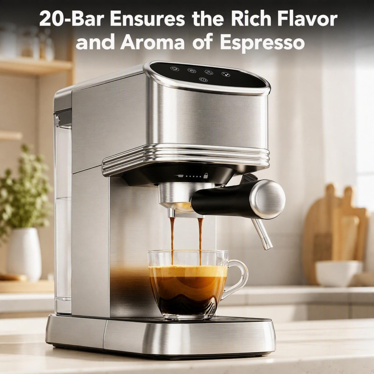 Stainless Steel 20 Bar Espresso Machine with Milk Frother