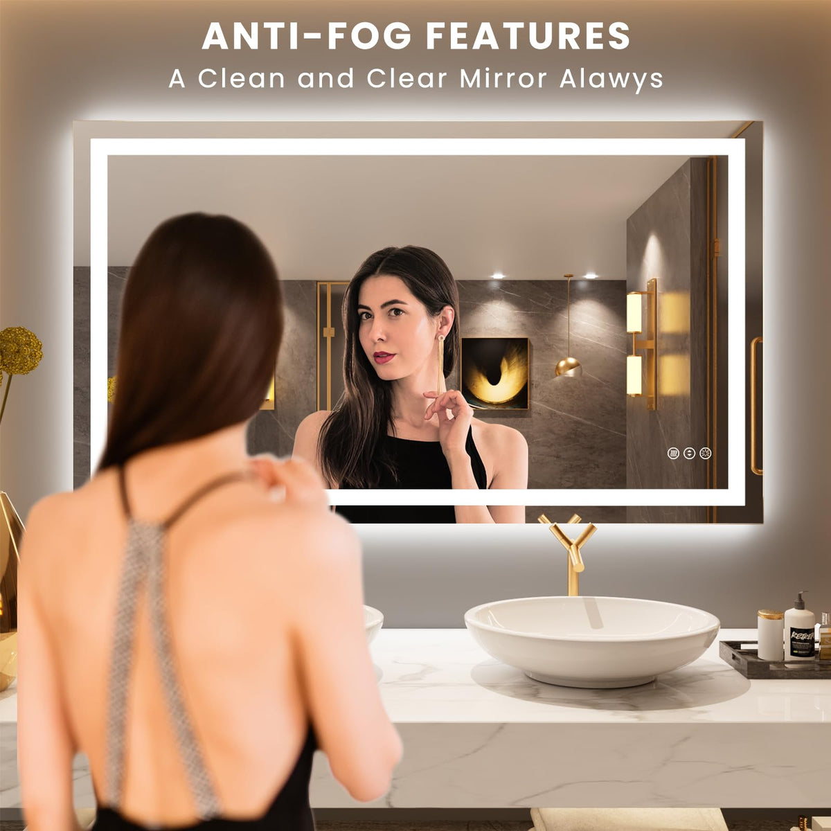 50"X30" LED Bathroom Mirror with Lights, UL Listed