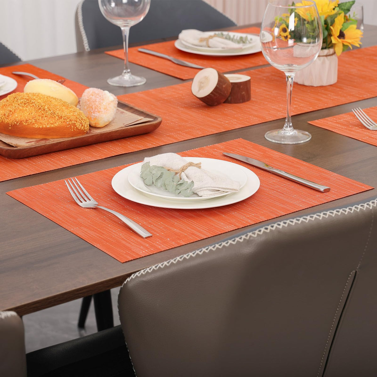 Orange Placemats Set of 8 for Dining Table Thanksgiving Placemats