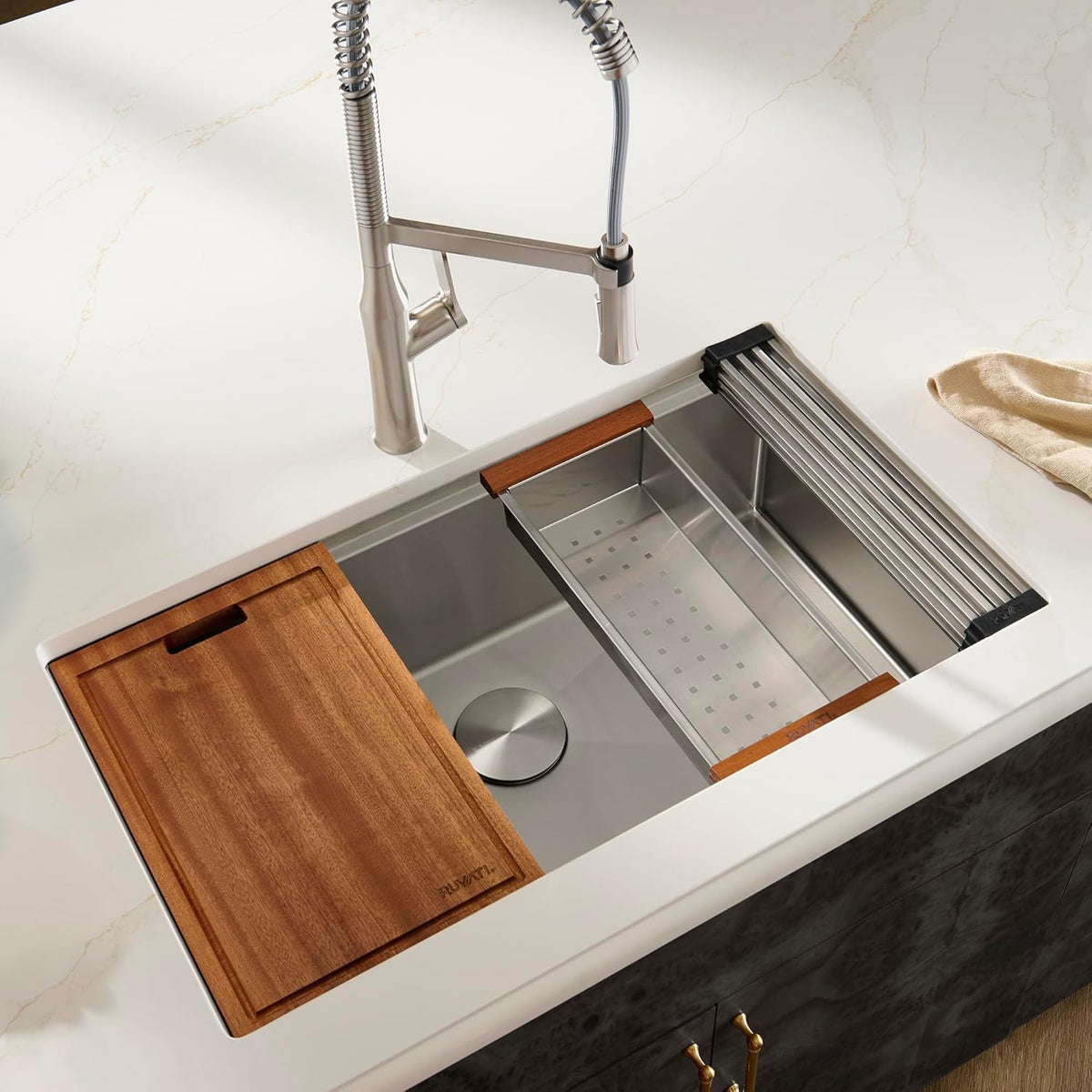 32-in Stainless Steel RoundCorner Undermount Workstation Sink-RVH8301