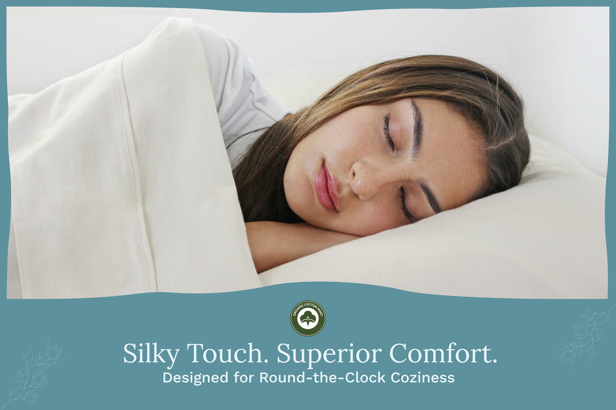 Cotton Sheets Set - 100% GOTS Certified Organic Cotton, Chemical-Free, 400 Thread Count, Deep Pocket, Soft